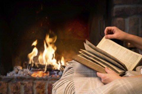 Image result for reading a book by the fire